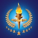 Olympic Torch with laurel wreath Stock Photo