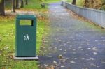 Metal Waste Container In Park Stock Photo