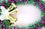 Decorations Green Ribbon For Christmas And New Year Stock Photo