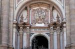 Close-up View Of An Entrance Archway To Malaga Cathedral Stock Photo