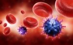 Hiv Cell And Blood Cell Stock Photo