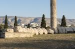 Fallen Column In Temple Of Zeus Stock Photo