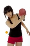Asian woman playing backhand Stock Photo