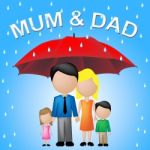 Mum Dad Shows Fathers Day And Children Stock Photo