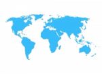 Blue World Map On White Background Stock Photo