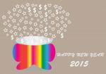 Happy New Year With Colorful Shaping Bucket Stock Photo