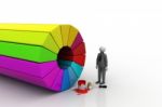 3d Man Painting A Color Wheel Stock Photo
