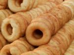 Fried Ring Doughnuts Thai Style Toped With White Sugar Stock Photo