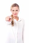Charismatic Woman Pointing You Out Stock Photo