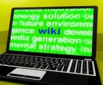 Wiki Laptop Shows Online Websites Knowledge Or Encyclopedia On I Stock Photo