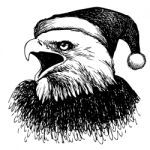 Eagle Bird With Christmas Hat Stock Photo