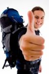 Young Traveler With Thumbs Up Stock Photo
