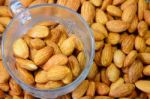 Almonds In Glass Mug Stock Photo