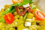 Pasta Pesto And Vegetables Stock Photo