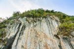 High Cliffs Of Limestone Mountain Stock Photo
