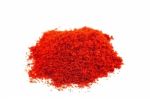 Heap Of Red Paprika Powder On White Background Stock Photo