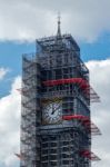 London/uk - March 21 : View Of Big Ben Covered In Scaffolding In Stock Photo