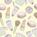Seamless Pattern Of  Cosmetics Illustration Background Stock Photo