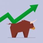 Bull With Graph Up Trend Stock Photo