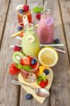 Jelly And Fruit Smoothie. Healthy Summer Treat Stock Photo