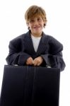 Business Boy Holding Briefcase Stock Photo