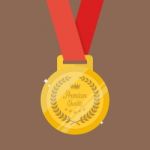 Gold Medal In Flat Style Stock Photo