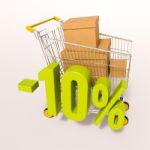Shopping Cart And Percentage Sign, 10 Percent Stock Photo