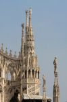 Detail Of The Skyline Of The Duomo In Milan Stock Photo