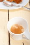 Plum Cake And Espresso Coffee Stock Photo