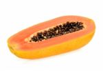 Half Of Papaya Isolated On White Background Stock Photo
