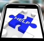 Help On Smartphone Showing Assistance Messages Stock Photo