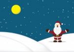 Christmas Santa Claus Standing Snow Hill Background Stock Photo