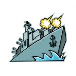 American Destroyer Warship Mascot Stock Photo