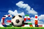 Goal. Soccer Asian Flags Stock Photo