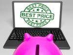 Best Price Stamp On Laptop Showing Promotional Ranking Stock Photo