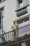 Golden Statue Of Henry Van De Velde In Weimar Stock Photo