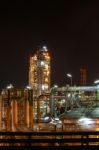 Petro And Chemical Plant - Night Scene Stock Photo