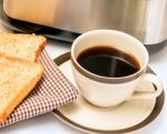 Coffee And Toast Indicates Morning Meal And Break Stock Photo