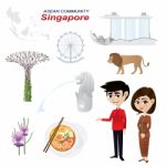 Cartoon Infographic Of Singapore Asean Community Stock Photo