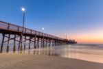 Newport Beach Pier After Sunset Stock Photo