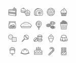 Simple Set Of Dessert  Thin Line Icons Stock Photo
