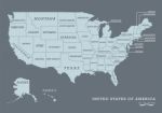 Usa Map With Name Of States Stock Photo