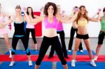 Women Doing Aerobics With Dumbbell Stock Photo
