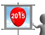 Two Thousand Fifteen On Sign Shows Year 2015 Stock Photo