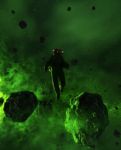 3d Illustration Of An Astronaut In Asteroid Field,scifi Fiction Stock Photo