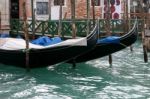 Gondolas Moored In Venice Stock Photo