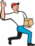 Delivery Worker Deliver Package Cartoon Stock Photo