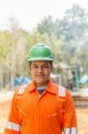 Thai Construction Site Worker Stock Photo