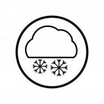 Of Cloud And Snowflake Icon In Circle Line -  Iconi Stock Photo