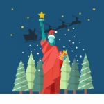 Santa Statue Of Liberty Christmas Concept Stock Photo